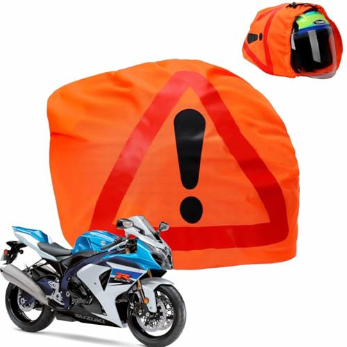 POFIBO Warndreieck Motorrad - Warndreieck Nylon Motorradhelm überzug Helmbeutel Helmet Bag, Motorradhelm Helmbeutel für Unfallsicherung Unfallstelle Gefahrenstellen Kennzeichnung (46 x 43cm, Orange)