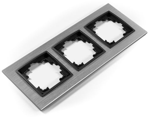 MC POWER Rahmen | FLAIR | 3-Fach, silbernes Aluminium, Aufbaurahmen, Wandrahmen, Abdeckrahmen für Steckdosen Schalter Unterputz Komponenten