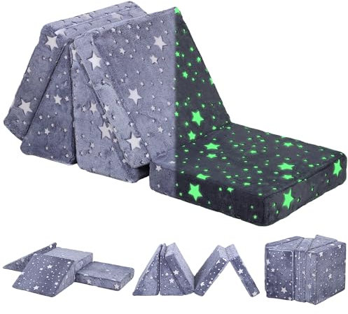 AIYAPLAY Spielsofa für Kinder, Kindersofa Schlafsofa im Dunkeln Leuchtend, Fancy Spielsofa Kindercouch Mini Couch für Kuschelecke, Kinderzimmer, Spielzimmer, Schlafzimmer, Grau