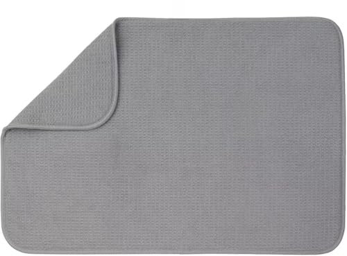 Microfibre Dish Drying mat XXL for Kitchen Draining Board Mat Washing Up Drying Mat Super Absorbent Quick Drying 46cm x 60 cm Grey