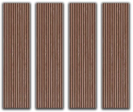 HPFloor Akustikpaneele holz 240x60 Walnuss 4er Set|Wandverkleidung Holz MDF Lamellenwand eiche|Wandpaneele Holzwand auf Schwarzem Filz zur Schalldämmung|Holzpaneele Wand 21mm