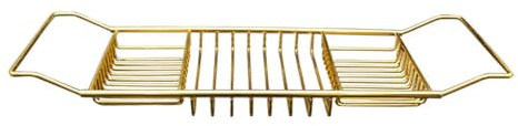 KESOTO Badezimmerregal für Die Badewanne, Ausziehbare Ablage Aus Metall, Organizer für Badutensilien, Gold