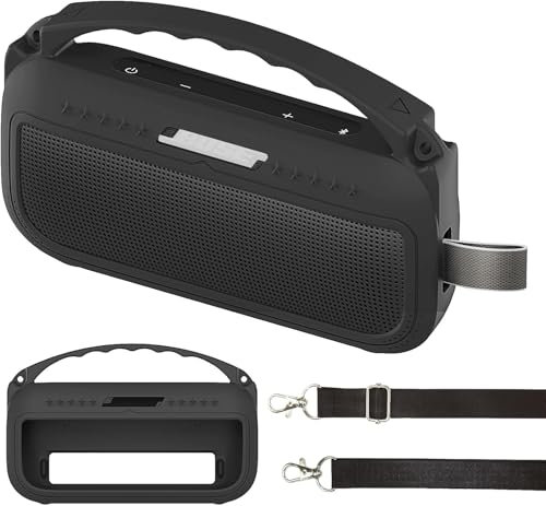 BCWEGION Silikonhülle Tragetasche Case für Bose SoundLink Flex 2.Gen Lautsprecher, tragbarem weich Silikon Schutzhülle mit Karabiner und Schultergurt (hülle für Gen1/2, Lautsprecher Nicht enthalten)