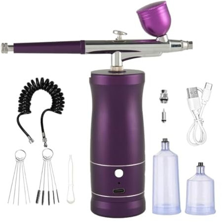 Set di aerografo a compressore per nail art, barbiere, trucco, pittura, colore: rosa