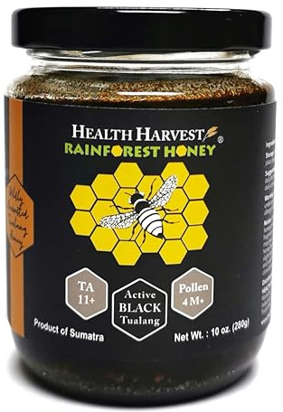 Tualang Black Honey 280g (TA 11+, Pollen Count 4.0M+, Pollen Variety 100+) Intense Choice for Women Preservation, Wild-ripening on 80M Treetop, Raw, Unpasteurised, Unfiltered