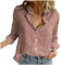 HXRYPG Chemisier Lin Femme Chic et Élégant Blouse D'été Col en V Chemise avec Boutons Manches Longues Haut Coton Lin Tunique Décontractés Tops Ample Grande Taille Shirt pour Femmes Prime Rose S
