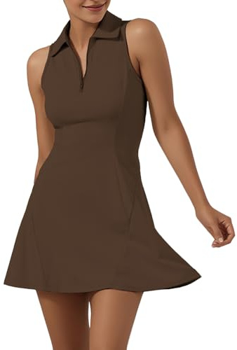 Women’s Tennis Dress Polo Golf Dresses with Shorts Sleeveless Sport Outfit | Quick Dry, Breathable, Soft Stretch, Zip Neck, Separate Shorts, Pockets, Flattering A-Line Fit, Lightweight & Comfortable