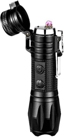 4 in 1 Outdoor LED Flashlight, 4 in 1 LEDs Taschenlampen mit Elektrisch Lichtbogen Feuerzeug, Led Mini Taschenlampen Aufladbar, Extrem Hell Taktische Taschenlampe Multifunktionale LED Handscheinwerfer