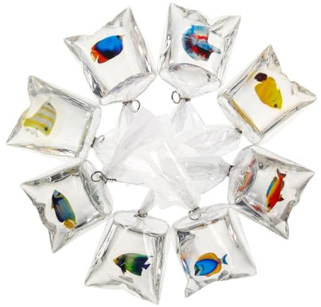 Garneck 8 Stück Transparente Goldfisch-Anhänger Aus Kunstharz Fischanhänger Zum Selbermachen Für Halsketten Armbänder Schlüsselanhänger Geschenkidee Für Zuhause Und Büro