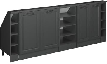 Vicco Dachschrägenschrank-Set Rion, Anthrazit Landhaus/Anthrazit | B210 x T46 cm, 5er Set, platzsparend für Dachschrägen