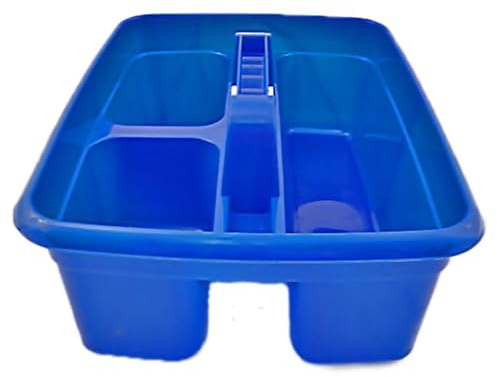 Caddy Tray – 12 x 15 3 Compartment Polypropylene Carrying Container with Handle – Cleaning Tool Storage Caddy – Colour Coded – For Home Garden Equestrian Blue Pack of 1