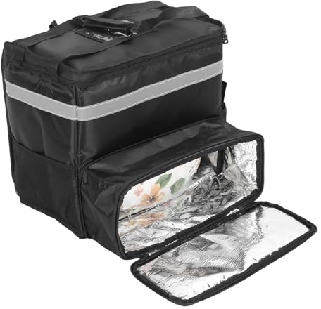 Restokki Pizza lieferrucksack-Lieferung Rucksack, isolierter erweiterbarer heißer Tasche für Bike Camping Beach Schwarz