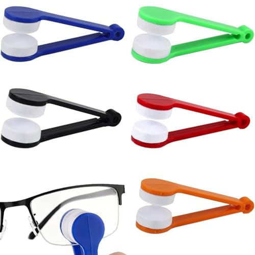 YAOYYG 5 Stück Mini Tragbare Brillenreiniger, Brillenreiniger | Sonnenbrillen Microfaser Reinigungsbürste, Bildschirmreiniger Screen Cleaner (Schwarz, Blau, Grün, Orange, Burgunderrot)