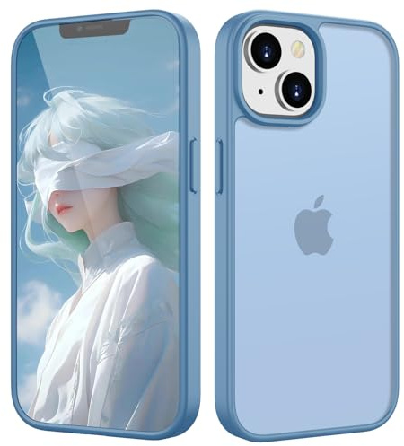 HGH Matt Hülle für iPhone 13 Mini 5,4 Zoll, Hellblau | [Militärschutz] Schutzhülle Samtige Touch Matt Anti-Kratzen, Durchscheinende Rückseite Schutzhülle, Anti-Fingerabdruck