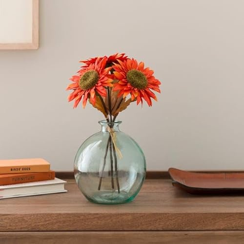 DEENZ Realistic Sundried Effect Sunflower Bouquet Bold Orange Warmth Beauty Indoor Use Long Lasting Vibrancy Artificial Design No Maintenance Required Cheer To Any Room Brighten Floral 30 X 18 Cm