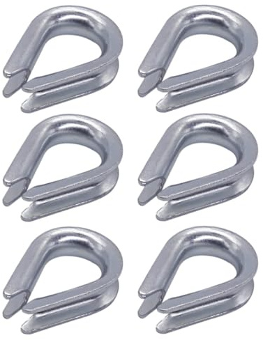 SKIR'CO (6 uds.) Guardacabos de acero galvanizado DIN 6899B de 8 mm, con núcleo para terminales de cable y aparejos de cable