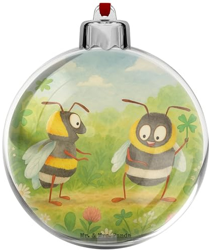 Mr. & Mrs. Panda weihnachtshänger Hummeln Kleeblatt Design - Geschenk, Lustige Sprüche, Spruch Positiv, glücklich Werden, Hummel, Biene Deko, weihnachtskugeln, weihnachtsbaumkugeln, Sein