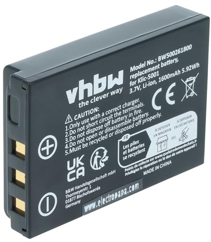vhbw Akku kompatibel mit Sanyo Xacti VPC-FH1, HD1000, DMX-HD1000, WH1, HD2000, HD1010, TH1, VPC-HD2000A Kamera (1600 mAh, 3,6 V, Li-Ion)