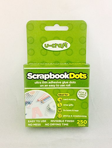 2 x U-Craft 10mm Flat Scrapbook Glue Adhesive Permanent Dots 250 per roll 201059