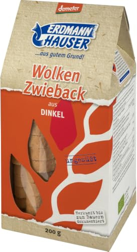 ErdmannHAUSER Getreideprodukte Bio Wolkenzwieback aus Dinkel (1 x 200 gr)