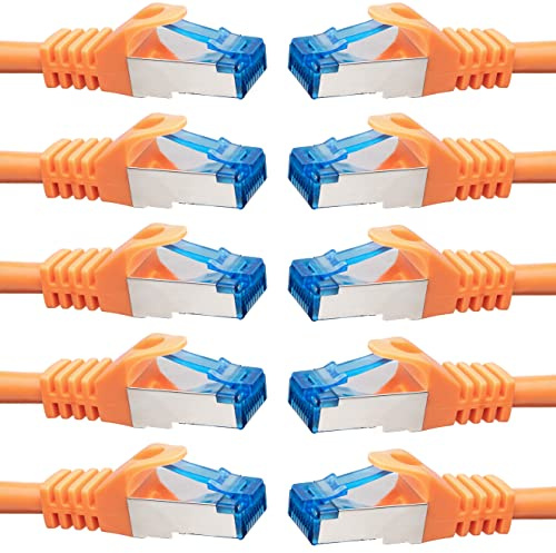 BIGtec - 10 Stück - 30m CAT.7 Gigabit Patchkabel Netzwerkkabel orange Kupferkabel Patch Ethernt LAN DSL Kabel CAT7 (RJ45, Cat 7, S/FTP PIMF) 30,00m