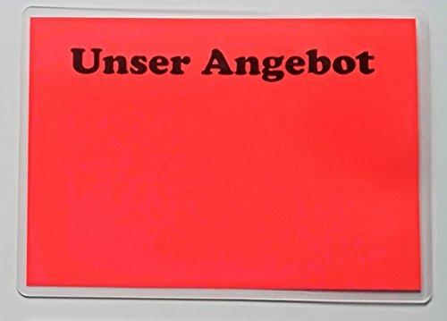 20 laminierte Preisschilder 111 x 154 mmunser Angebot leuchtrot Werbesymbole für Räumungsverkauf