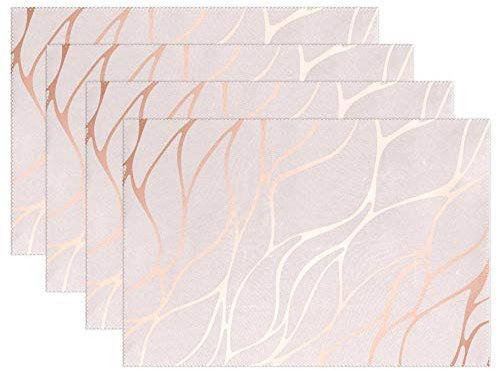 Placemats Rose Gold Marble Pattern Place Mats Dining Table Mats Christmas Decoration 4pcs