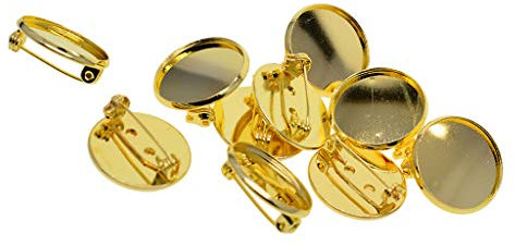 Sharplace 10pcs Broche Bijoux Support de Cabochon Camée Perles Cristal pour Badges 20mm, d'or, 20mm