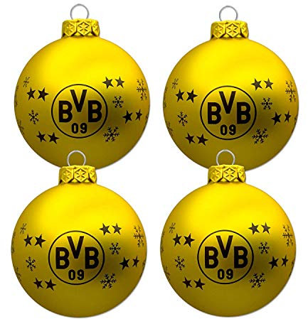 Borussia Dortmund BVB Christbaumkugeln/Weihnachtskugeln (4er Set)