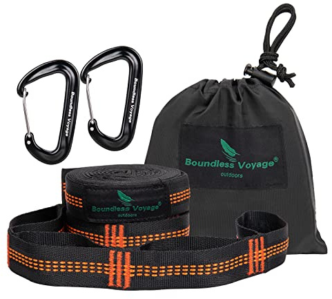 Boundless Voyage Camping Hängematte Zubehör Multifunktions Baum Hängegurte Kinder Swing Seil Halten 200 KG 10 Ringe Hängemattengurte 2 Pack(BV1027-O)