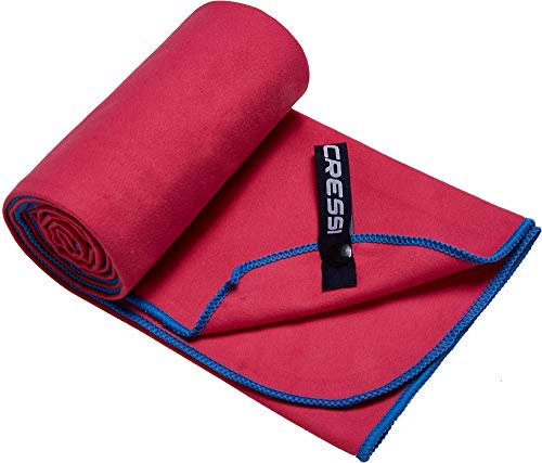 Cressi Schnelltrockentuch, Mikrofaser Unisex-Sporthandtuch für Erwachsene, Rot/Blau, 90 x 180 cm