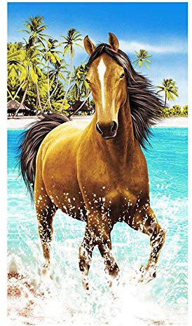 Große Strandtücher Badetuch Schnell Trocknend Wasseraufnahme Extra Microfiber,Pferde,Delphin, Hawaii-Motiv 100 x180CM,Mehrfarbig (Brown Pferd)