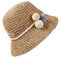 Sombrero de Paja Niña Gorra de Sol Transpirable al Aire Libre de Viaje Sunscreen Cap Playa de Verano para Chicas, Caqui