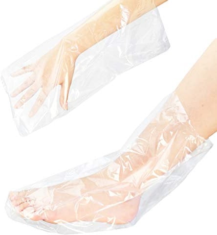 AMT 100 Stück Paraffinwachsbeutel für Hände und Füße, Kunststoff-Nachfülleinlagen, Socken und Handschuhe, Paraffin-Badehandschuhe, Abdeckungen für Therabath-Wachs-Behandlungsmaschinen-Therapie