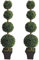 Pair of Artificial Box Topiary 4 Ball Trees in Weighted Resin Pots 90cm (3ft)