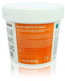 BAUDER® LIQUITEC PU Detail - 1-komponentiges, lösemittelfreies PU Flüssigkunststoff-System für Details und Anschlüsse inkl. Rührholz (6,0 kg/Eimer - Farbe: schiefergrau ca. RAL 7015)