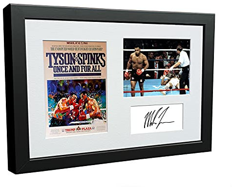 Mike Tyson vs Michael Spinks '91 Second Knockout' Poster, 30,5 x 20,3 cm, A4, signiertes Foto, Fotorahmen, Geschenk