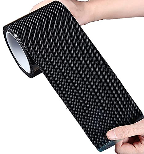 Carbon Fiber Door Sill Protector Strip, 10cm x 3m - Self-Adhesive Scuff Cover Sticker, Anti-Scratch Strip for Car Door Guard