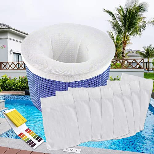 YEJAHY 30PCS Pool Skimmer Socken, Pool Skimmer Filter mit PH-Testpapieren Saver Nylon Socken Netz Skimmer Pool, Schwimmbad Skimmer Socken für Filter Skimmer Korb, Siebeinsatz für Schwimmbad Korb