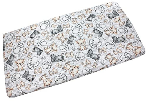 TupTam Baby Spannbettlaken Kinder Spannbetttuch für Babybett Kinderbett Gemustert, Farbe: Safari, Größe: 70 x 140 cm