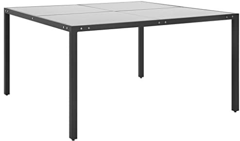 INLIFE Gartentisch Anthrazit 130x130x72 cm Stahl und Glas