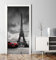 MyMaxxi - Tür bekleben mit Türtapete Türposter Türfolie Selbstklebend 90x200 Auto in Paris - Tür verschönern Türaufkleber Türklebefolie Stadt Kultur Eiffelturm schwarz weiß