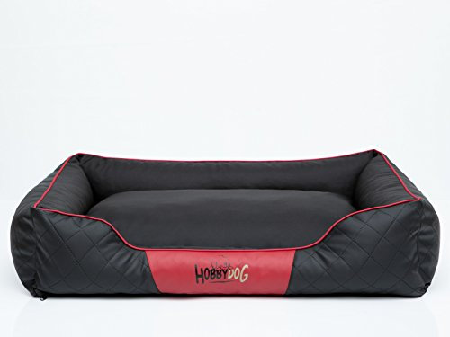 Bjird Hundebett - Hundekorb für kleine mittelgroße & große Hunde - Hundekissen - Hundesofa - Bezug abnehmbar und waschbar - Perfect - Größe: - Schwarz mit Rot