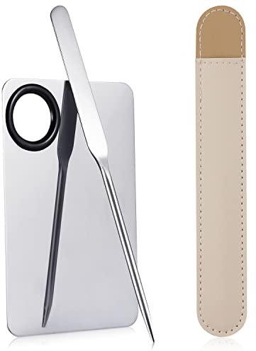 Spatula Makeup Tool, Reusable Metal Cosmetic Spatula Makeup Korean Spatulas Stainless Steel Mixing Palette Spatula Storage Bag Artist Tool Beauty Salon