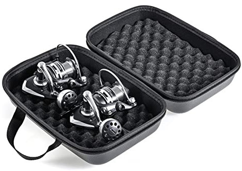 Fulenyi Aufbewahrung von Angelrollen | Reißverschluss-Design Eva-Hartschalen-Aufbewahrungskoffer für Angelrolle - Leichte schützende Angeltaschen für Trolling, Spinnrolle, Baitcasting,