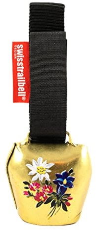 swisstrailbell® Edition Messing mit Alpenblumen, Motiv gedruckt, Fahrradklingel, Trailbell, Bärenglocke, Signalglocke