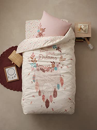 VERTBAUDET Kinder-Bettwäsche Dreamcatcher Ecru 140 x 150 cm 63 x 63 cm