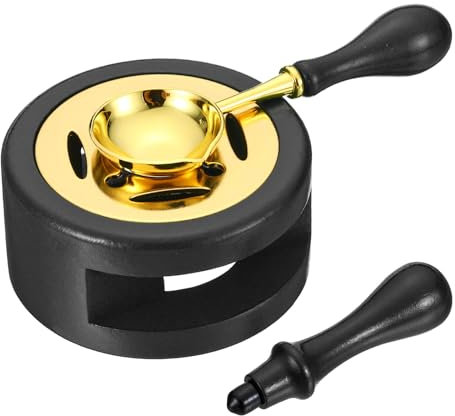 PATIKIL Wax Seal Kit, 1 Set Wax Seal Warmer Melting Spoon Wax Seal Stamp Handle Melt Stove Pot Furnace Tool for Melting Wax Sealing Beads, Black