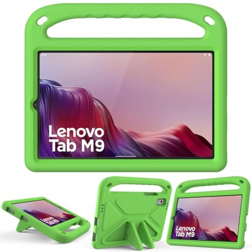 Kids Case For Lenovo Tab M9 2023 9 Inch (TB-310FU), EVA Foam Lightweight Shockproof Duarable, Tablet Cover with Handle Stand Case For Children Firendly, Green