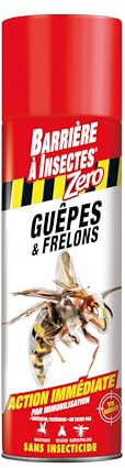 Barrière à Insectes Zero Insecticide, Spécial Guêpes et Frelons, Action Immédiate, Aérosol, Prêt à l'emploi - 400 ML